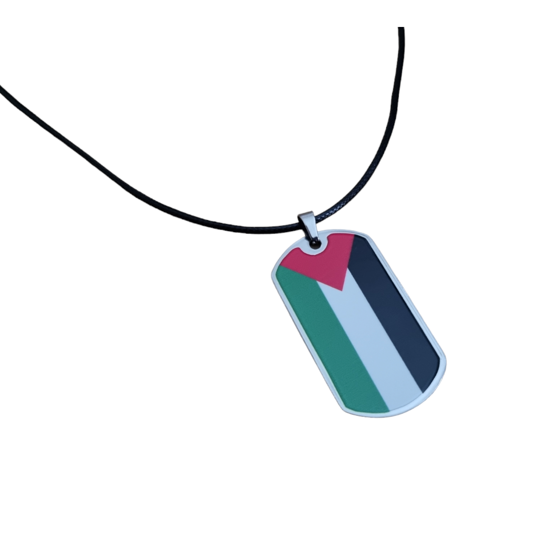 Solidarity necklace Palestine flag tag
