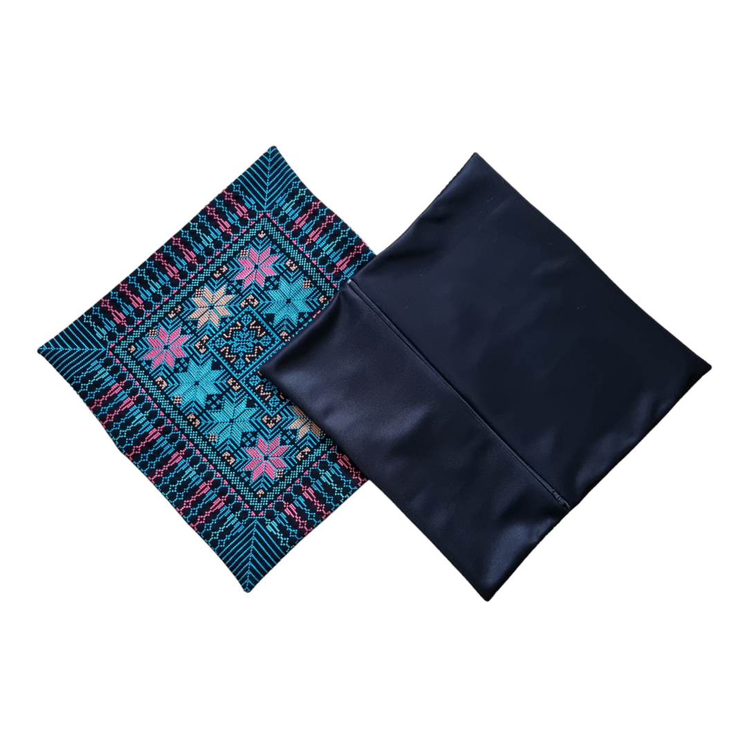 Embroidered cushion covers Turquoise 1