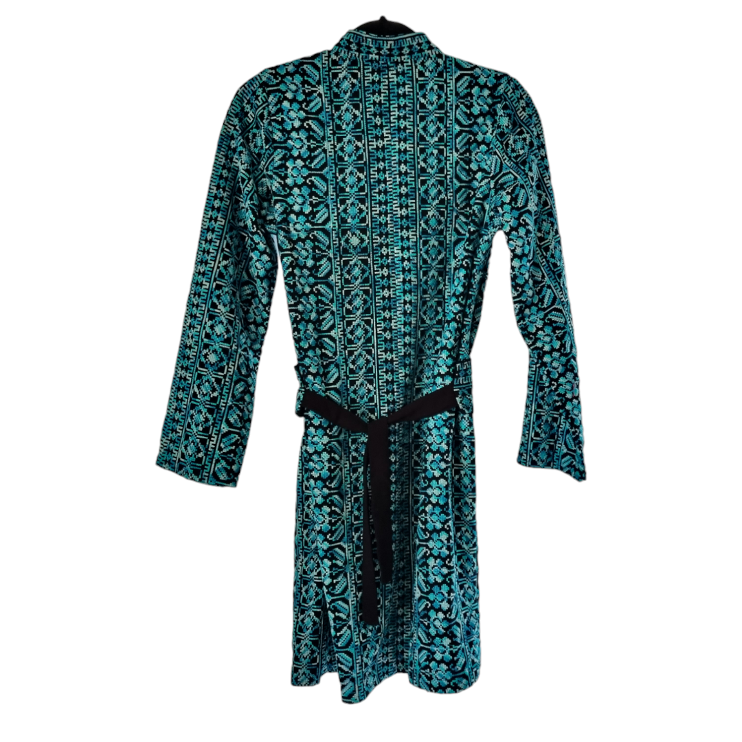 Embroidered long jacket Turquoise 2