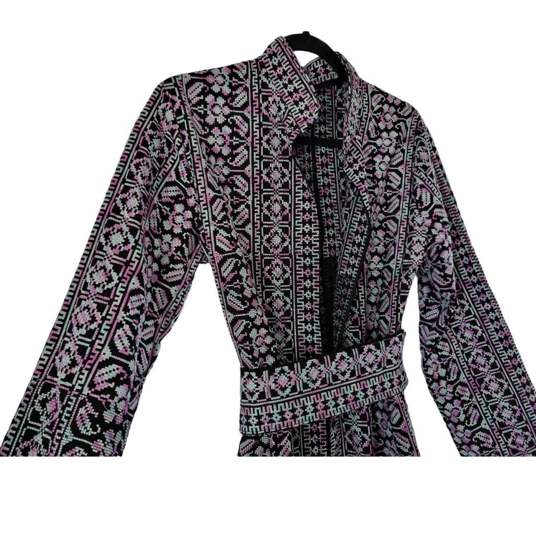 Embroidered long jacket lilac 1