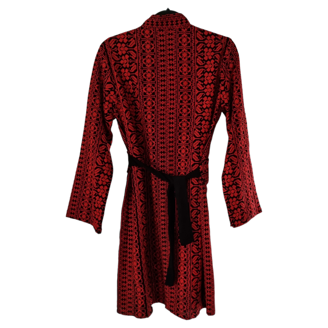 Embroidered long jacket red 2
