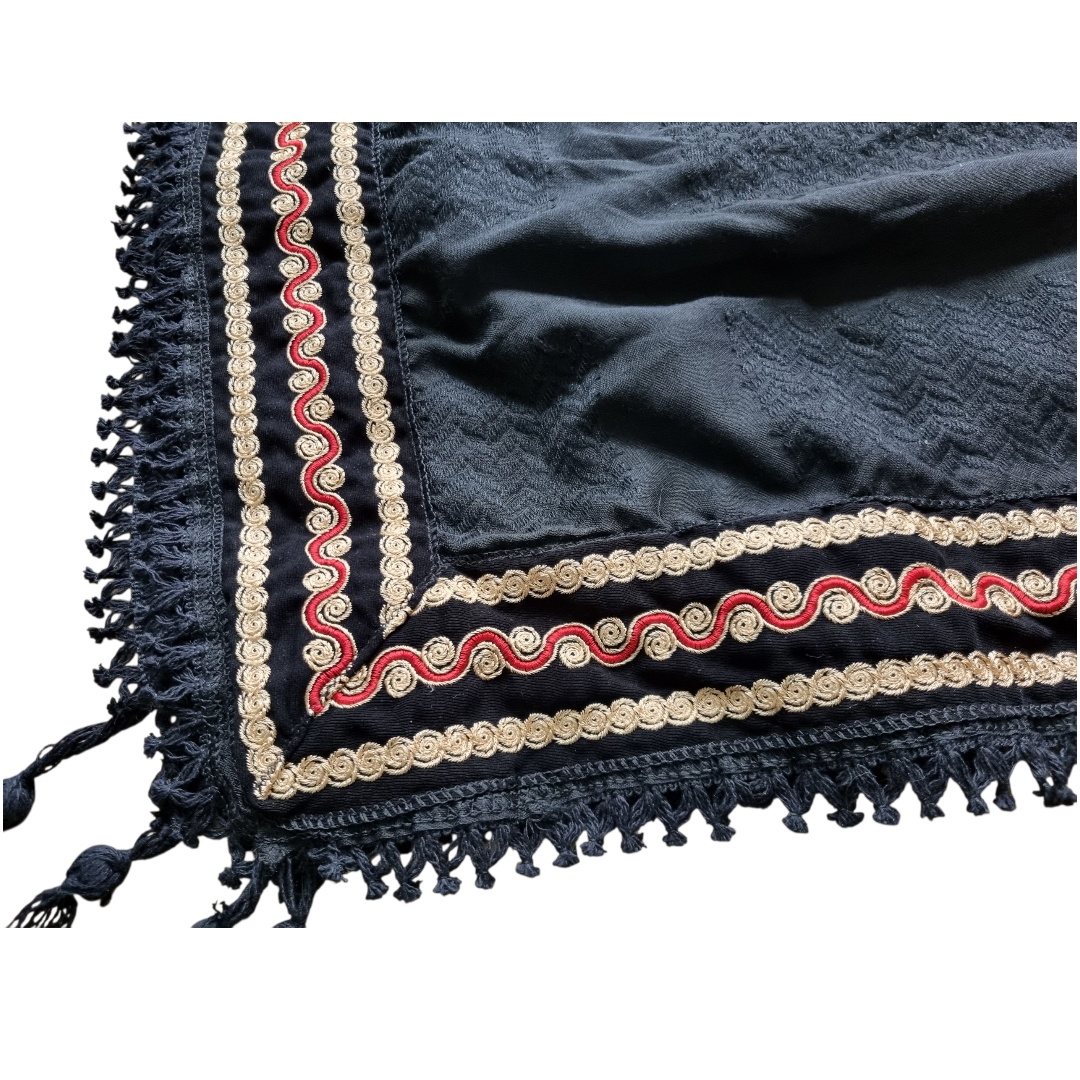 Embroidered kufiya gold red