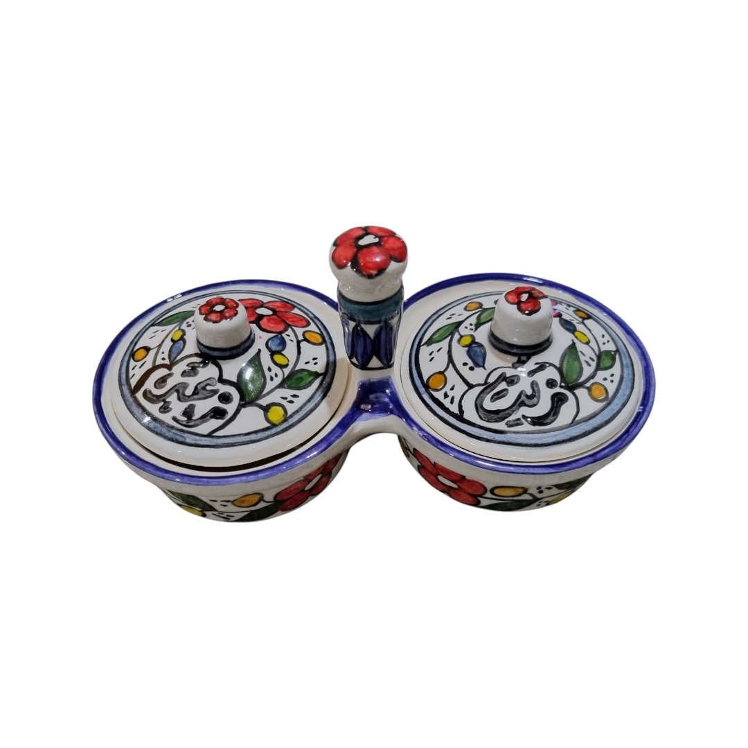 Hebron Ceramics Zeit and Zaatar bowl Hebron Rose