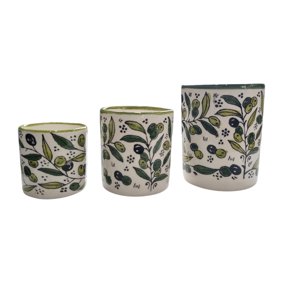 Hebron Ceramics olive mugs