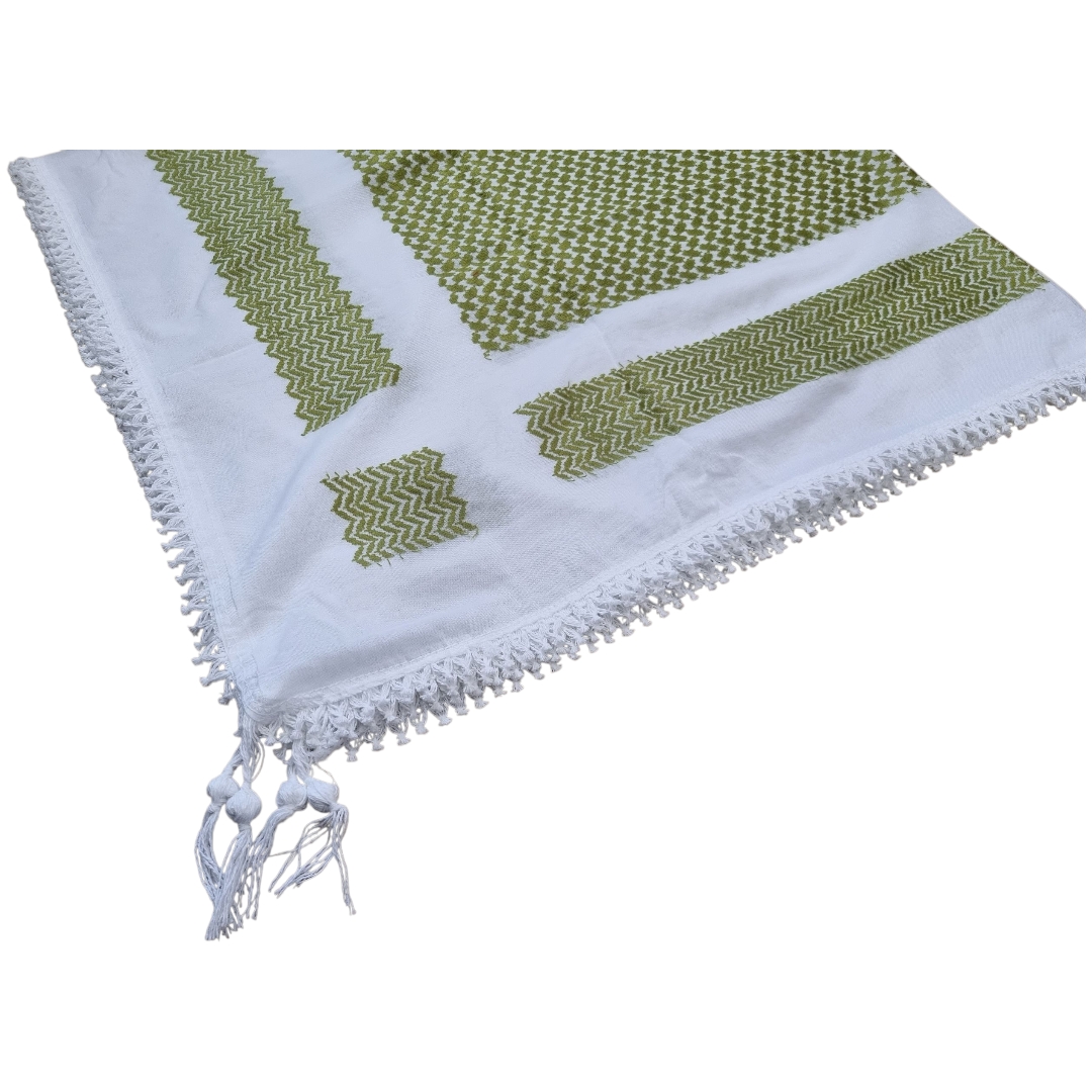 Palestinian Kufiya olive tatreez